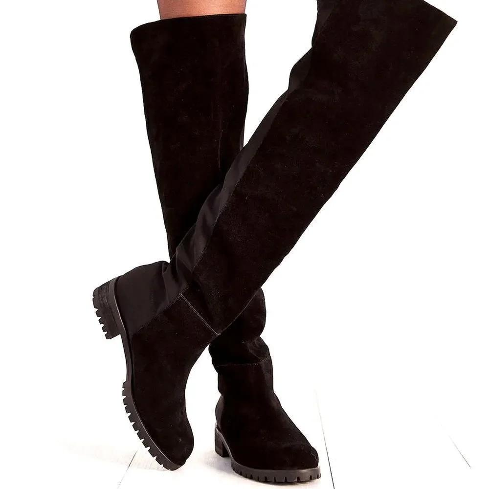 Silence + Noise Over the Knee Suede Lug Sole Boots